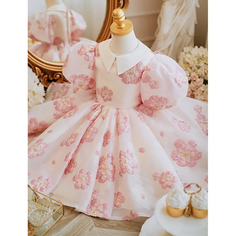 2022 New Design Toddler Girls Elegant Lace Flower Dresses Baby Children's Clothes Wedding Party Princess Dress