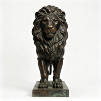 Sculpture de lion debout en bronze coulé sur mesure, grande statue de lion occidentale en métal pour la décoration d'entrée de jardin ou de place publique