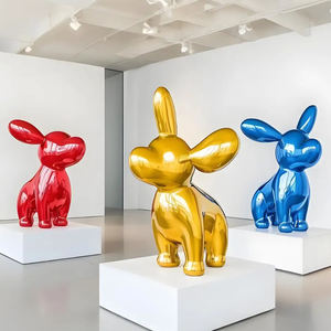 Custom Moderne Rvs Ballon Hond Spiegel Sculptuur 8K Gepolijst Villa Indoor Tuin Kerk Ornament - Product Image 3