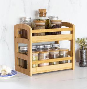 Portaspezie in bambù e <span class=keywords><strong>legno</strong></span> a 2 strati pieghevole armadio da cucina con funzione pieghevole <span class=keywords><strong>porta</strong></span> mensola da bagno - Product Image 5