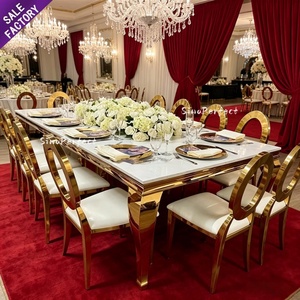 Wholesale Luxury Wedding <b>Table</b> And Chair Set Marble Top <b>Dining</b> <b>Table</b> Upholstered Event Chair For Wedding Hall Restaurant Banquet - Product Image 1
