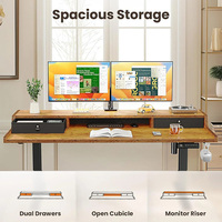 55 pouces spacieux moderne double moteur silencieux levage debout bureau Durable électrique bureau bureau réglage de la hauteur assemblage facile