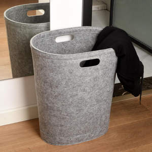 Eco Friendly Round Grey Small Medium Big Felt Basket <b>Stackable</b> <b>Storage</b> Bins for Dirty Clothes - Product Image 3