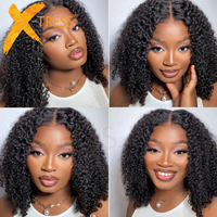 Perruques Courtes Bob Frisées Kinky en Gros Cheveux Humains Lace Front Pas Chères Perruques Frontales HD Lace pour Femmes Noires Perruques Cheveux Humains Coupe Pixie