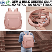 Mochila Pañalera de Cuero Rosa Granulado Personalizada, Bolso Multifuncional para Mamá, Mochila Grande para Pañales de Bebé con Correa Cruzada Desmontable