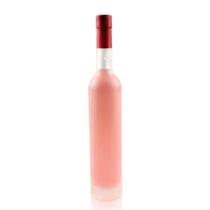 Botella de licor de vidrio transparente, botella de vino de hielo, transparente, redondo, para jugo, whisky, 500ml, 375ml, 200ml