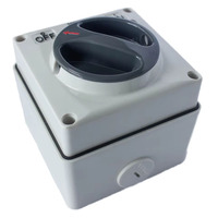 Interrupteur de transfert industriel triphasé 32A 3 pôles durable, carré, avec boutons-poussoirs combinés 1NO et niveau de protection IP66