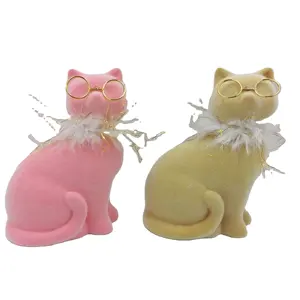 Paashuisdecor Stroomde Keramische Dierensculpturen & Beeldjes & Standbeeld, Roze Kat