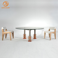 Table à manger longue en marbre vert avec pieds en acier inoxydable de luxe moderne