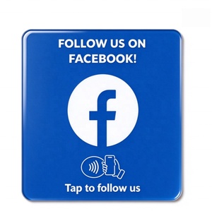 การ์ด NFC อะคริลิค <span class=keywords><strong>Facebook</strong></span> ขนาด 12 ซม. สำหรับโซเชียลมีเดีย ความถี่ 13.56MHz แบบ NFC RFID  ตั้งค่า URL ได้ กันน้ำ พร้อมแผ่นกาว - Product Image 1