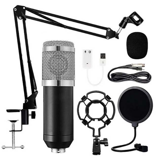 BM800 Professional Condenser Microphone Podcast Live Broadcast Equipment USB MIC Microfone Set Studio Mic with Arm Stand