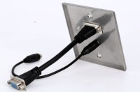 Placa de pared metálica de 1 módulo tamaño UK 86 con VGA hembra-hembra y cable de audio estéreo, adaptador de material de alta calidad, ¡superventas!