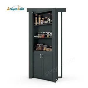 Seeyesdoor Modern Push Hidden Door For Hotels Villa House Aluminium Frame Secret Hidden Bookcase Door