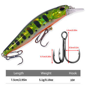 7.5厘米 5.1克 米诺鱼饵 人工硬饵 振动鱼饵 激光体 深潜鱼饵 用于鲈鱼梭鱼鳟鱼钓鱼用具 - Product Image 5