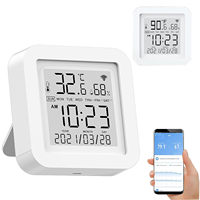 Capteur de température et d'humidité sans fil TUYA avec alertes de notification via application, thermomètre hygromètre WiFi compatible avec Alexa