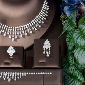 HIBRIDE Luxury Necklace 4 Piece Jewelry Sets for Women Wedding Cubic Zircon Africa Dubai <b>Bridal</b> Jewelry Accessories N-1727 - Product Image 3