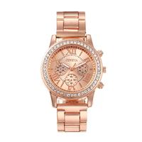 Montre à quartz de luxe pour femme au design unique, avec bracelet en alliage romain entièrement serti de diamants et collier assorti pour ensemble de bijoux