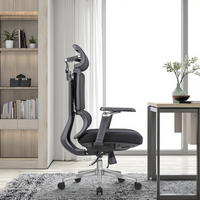 Chaise de bureau ergonomique moderne de luxe confortable pivotante et rotative avec accoudoirs réglables 5D, dossier en maille, appui-tête en alliage d'aluminium