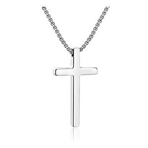Collier promotionnel exquis à chaîne croisée, pendentif croix en acier inoxydable <span class=keywords><strong>argent</strong></span>é, noir et doré, collier pour <span class=keywords><strong>homme</strong></span>, cadeau parfait pour les hommes - Product Image 1