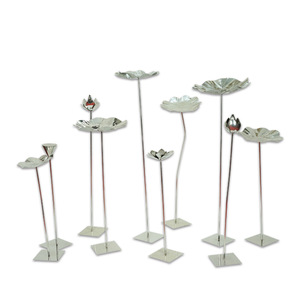 Ornement artistique en forme de feuille de lotus en acier inoxydable, sculpture en métal poli pour la décoration de jardin extérieur - Product Image 5
