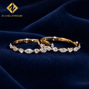 Anillo de media eternidad Zuanfa de oro amarillo de 10 quilates con diamantes cultivados en laboratorio NGIC de corte marquesa y redondo, apilable para mujer - Product Image 4