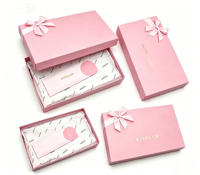 Boîte cadeau en papier rose personnalisée, logo en feuille d'or de luxe, boîte d'emballage pour vêtements, boîte pour pyjama, emballage cadeau
