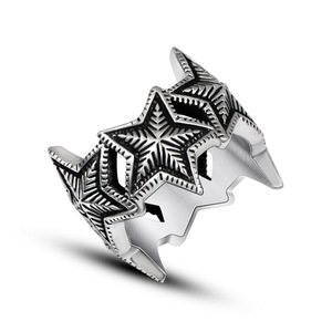 Bague étoile à cinq branches pour hommes, en acier inoxydable, style punk, bijoux de fête SA972 - Product Image 1