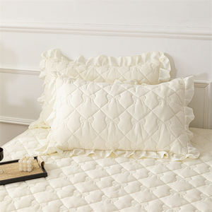 Ensemble de literie 100% coton de couleur unie Ensemble de literie à volants 4 pièces-Linge de <span class=keywords><strong>lit</strong></span> Girly mignon et doux de qualité supérieure avec volants - Product Image 4