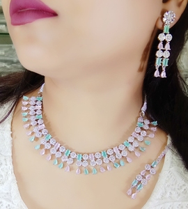 AD Stone Gargantilla Collar Set La mejor joyería de boda para compromiso de boda y aniversario Joyería hecha a mano - Product Image 4