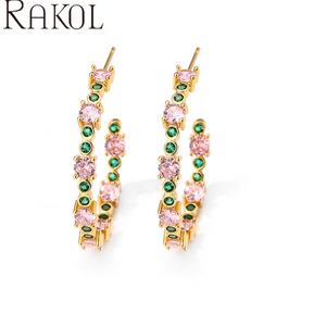 RAKOL EP5536 Trendy CC Style Silver-Plated Zircon Brass Fashion Shopping Wedding Pendientes de mujer - Product Image 3