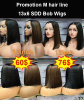 Promotion Letsfly 60$ Perruques sans colle M Hair Line, Perruques Bob SDD Lace Frontal 13x6, Cheveux Humains 100% 12A 10 12 pouces, Vente en Gros en Stock