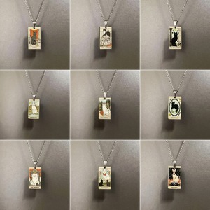 Collana Vintage con disegno di carta stampata con gatto e lettera Retro collana ciondolo croce gioielli di moda per uomini e donne - Product Image 2
