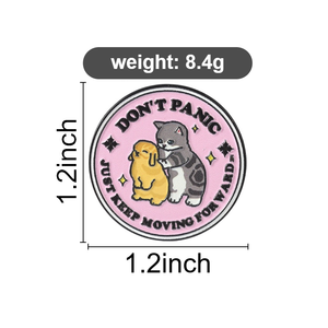 Ne vous inquiétez pas, continuez à avancer – Broches émaillées avec citation inspirante, motif chat et lapin enlacés, bijoux de revers, vente en gros - Product Image 6