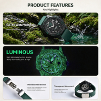 Montres squelette analogiques de luxe personnalisées, boîtier en fibre de carbone, verre saphir, Miyota, luminescentes, bracelet en caoutchouc, montre mécanique