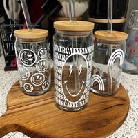 Gobelet en verre à Sublimation, tasse à thé à bulles, pot Mason, couvercle en bambou, impression UV personnalisée, tasses à café, gobelets avec paille, vente en gros
