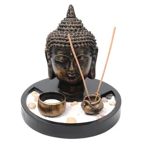 Buddha head zen garden set Mini Meditation Desk Decor Office Home Relax Gift