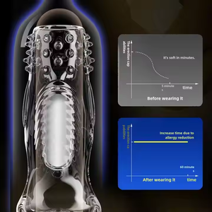 Drei dimensionale 3D-Partikel umwickelten den Kopfs tamm körper Starkes seismisches G-Punkt Dickes und festes vibrierendes Kondom für Männer - Product Image 4