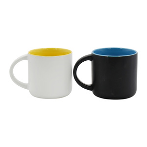 Ceramic Mugs Porcelain White Yellow Blue Inner Glaze Simple Coffee <b>Cup</b> <b>Set</b> For Presents Couple Gift Wholesale - Product Image 1