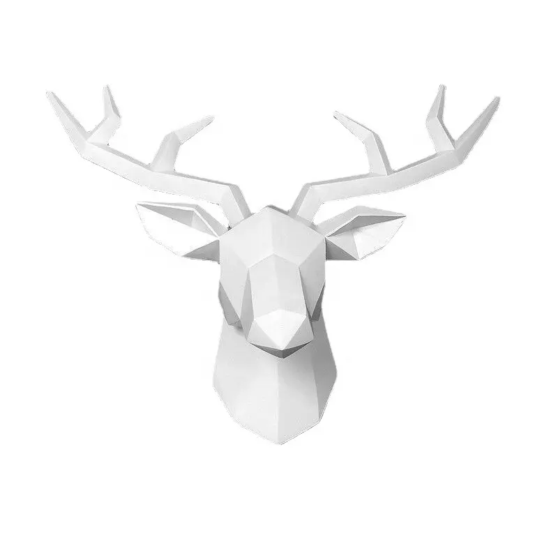 Biumart Nordic Geometry Deer Head Wall Mounted Decor 3D Art Wall Decorations for Home