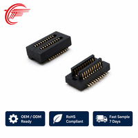 Konektor Board-to-Board Dual-Slot Pria/Wanita 0.5mm Tinggi Susun 3.0mm 6-100 Pin SMT RoHS PC Housing PCB