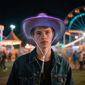 Sombreros de Vaquero y Vaquera con Luces LED de Neón Estilo Western, Accesorios Festivos y Divertidos para Fiestas, Sombreros para Adultos - Product Image 4