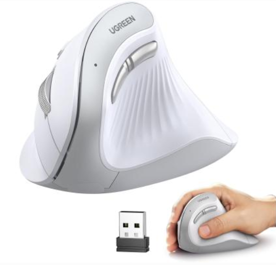 UGreen Ergonomic Vertical Wireless  Mouse MU008 Silent Click Large Hand Wrist Protection Office Mouse for Laptop