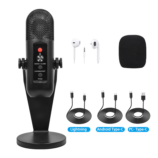 Podcast Rap USB Microphone Mobile Computer Professional Recording Gain Noise Reduction DSP Sound Card Zero Bottom Noise Singing