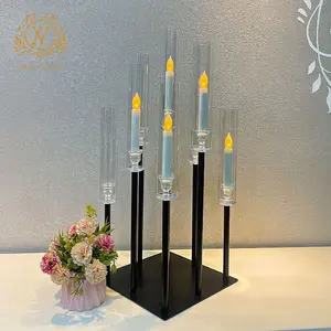 New Wedding 8 Arm Black Candlestick Stand Metal Tabletop Chandelier Decoration Wedding Runway Decorative Table Candle Holder