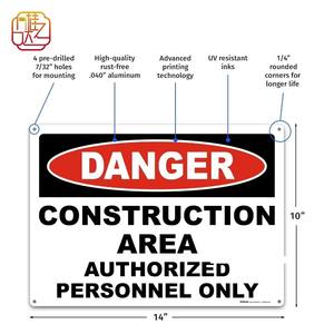 Açık kurallar ve yönergeler ile alüminyum, yağmur geçirmez tipten yapılmış 14 inç x 10 inç "tehlikeli inşaat alanı güvenlik işareti" - Product Image 2