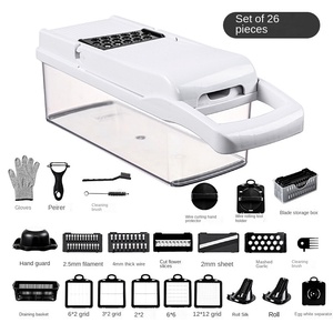 Picador de cebolla multifunción 26 en 1, cortador de mandolina, rebanador de alimentos con contenedor y cuchillas, picador de verduras - Product Image 6