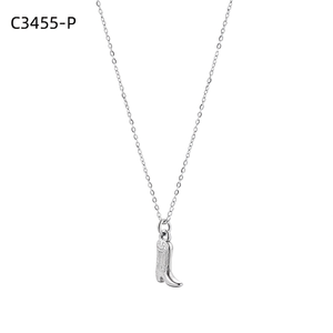 Amy Amy Cowboy <b>Boot</b> Pendant Necklace Silver Plated Stainless Steel Women's Casual Everyday Jewelry Gift - Product Image 3