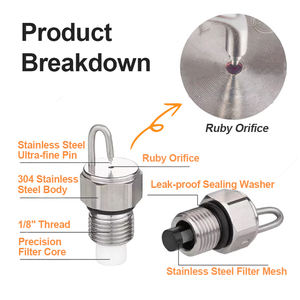 Boquilla de rubí de 1/8'' de acero inoxidable 304 de alta presión, nueva, superventas, para pulverización, jardín, supresión de polvo y humidificación - Product Image 2