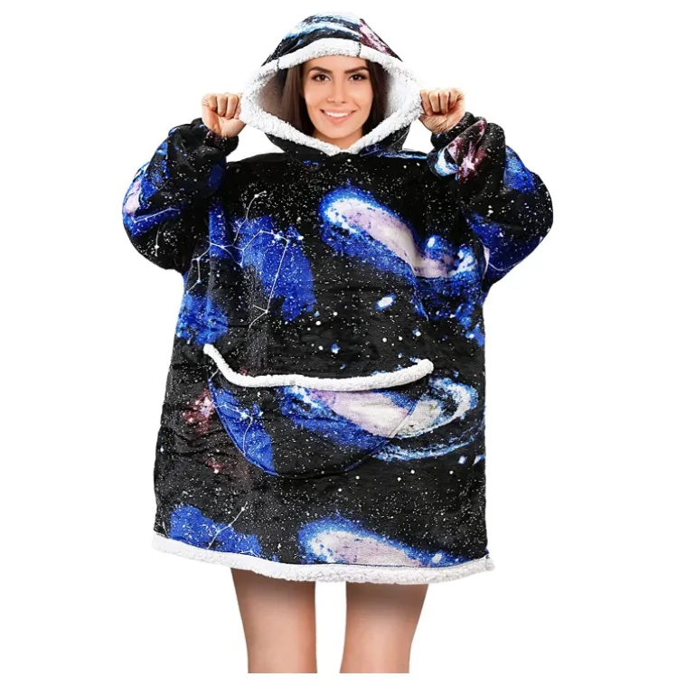 2023 Custom Custom Fleece Hoodie Large Pocket Warm Cozy Starry Sky Pattern For Women