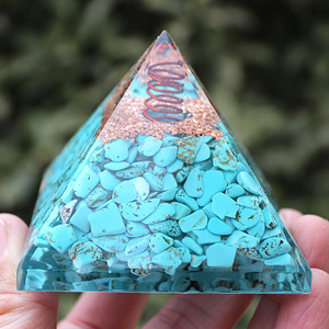 Kogiya Crystal Chip Pyramid <b>Resin</b> Epoxy Copper Wire Decorative Desktop Ornament For Home Gift - Product Image 3